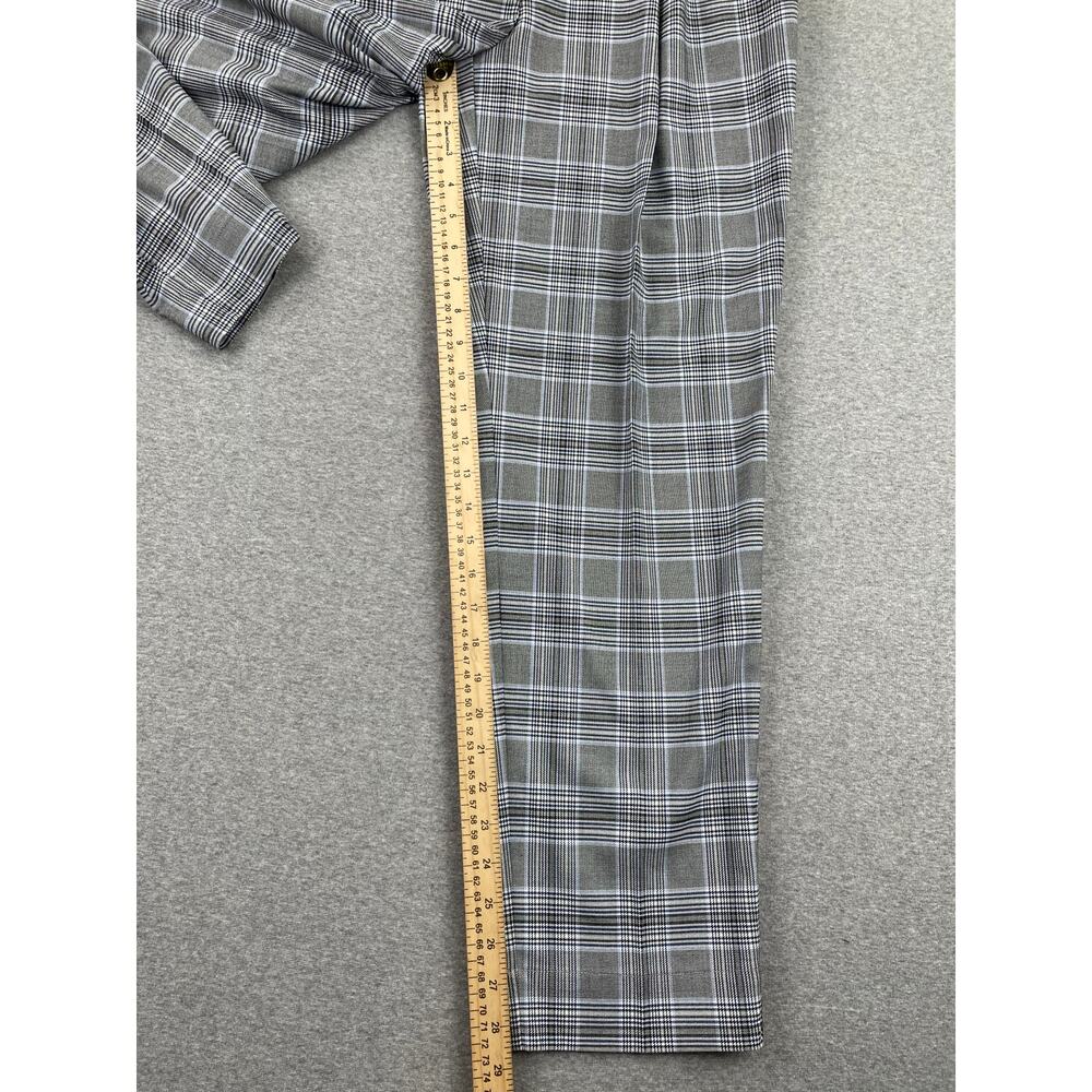 Nordstrom Womens High Waist Pleated Pants 10 Glen Plaid Black Blue Check Trouser - Picture 7 of 16